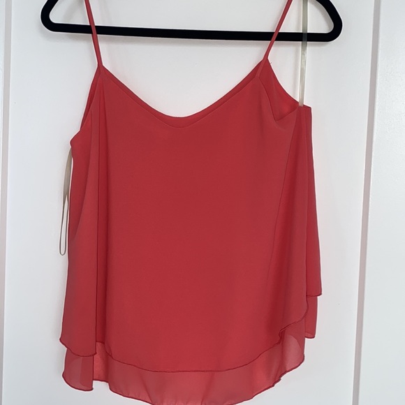 pink chiffon v neck tank top blouse - Picture 2 of 2